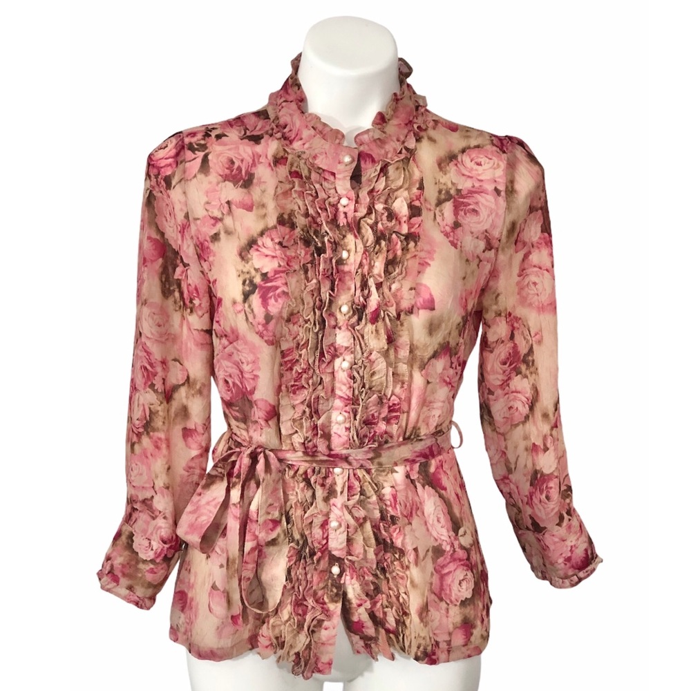 Nick & Mo Romantic Ruffle Chiffon Blouse